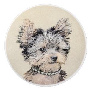 Bouton De Porte En Céramique Yorkshire Terrier Puppy Peinture Chien original