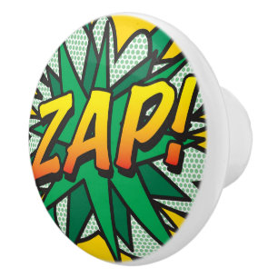 Bouton De Porte En Céramique ZAP Amusement Rétro Bande Dessinée Pop Art