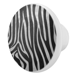 Bouton De Porte En Céramique Zebra noir et gris clair