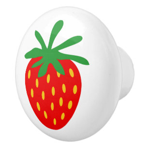 Bouton de traction en céramique à fraise rouge per