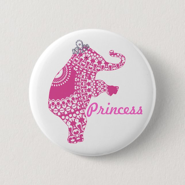 Bouton Eléphant Princesse Rose jolie Filles Badge (Devant)