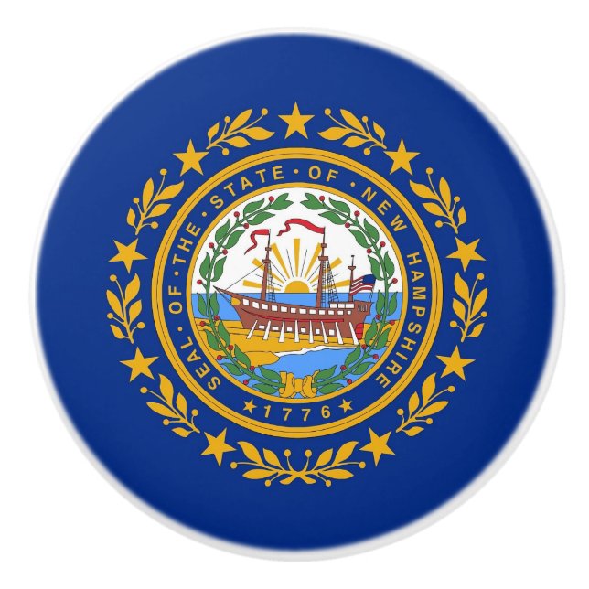 Bouton en céramique avec drapeau du New Hampshire (Devant)