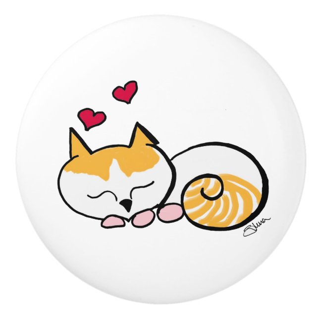 Bouton en céramique Bella le chat (Devant)