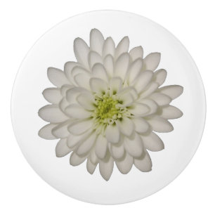 Bouton en céramique blanc Chrysanthemum