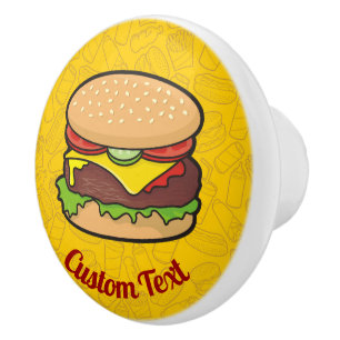 Bouton en céramique Cheeseburger