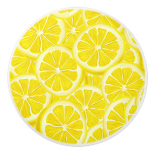 Bouton en céramique de citrons coupés