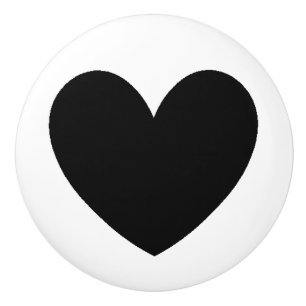 Bouton en céramique de coeur noir