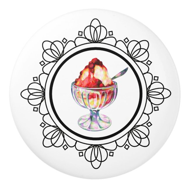 Bouton en céramique de parfait vintage de crème (Devant)