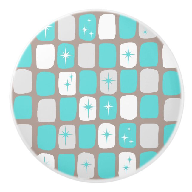 Bouton en céramique de Starbursts de rétro (Devant)