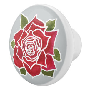 Bouton en céramique Deep Red Rose Custom