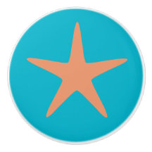 Bouton en céramique d'étoiles de mer de turquoise