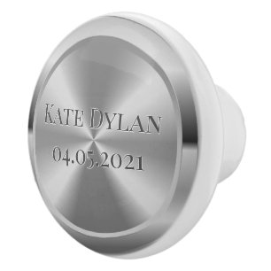 Bouton en céramique en argent gravé sur mesure