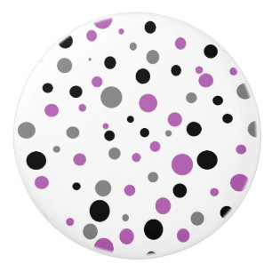 Bouton en céramique gris-violet rétro Polka-dot