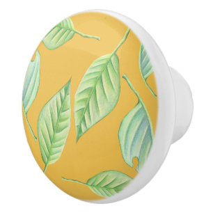 Bouton en céramique personnalisée Feuille vert