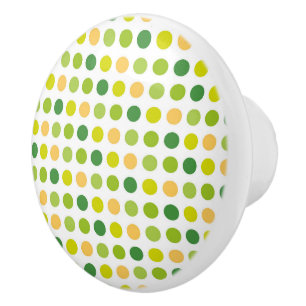 Bouton en céramique Polka vert et jaune