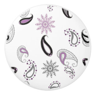 Bouton en céramique Retro Purple Paisley