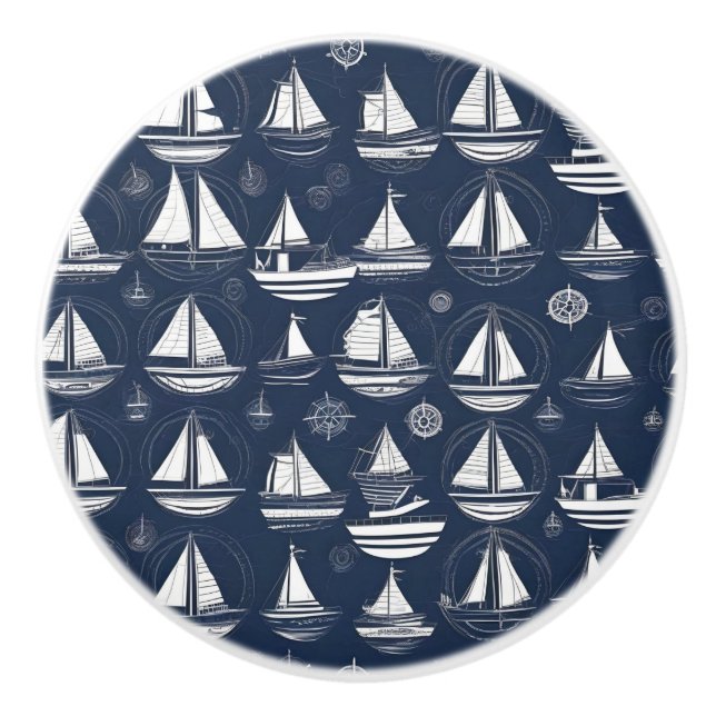 Bouton en céramique sur mesure nautique (Devant)