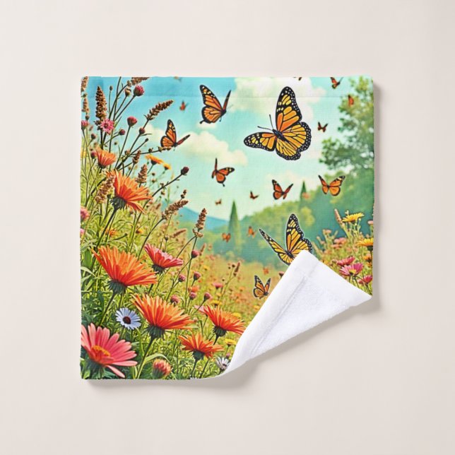 Bouton Fleur sauvage vibre Joy Design (Gant de toilette)