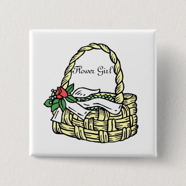 Bouton mariage Panier Fleur Fille Bouton Badge (Devant)