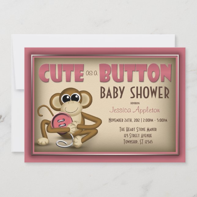 Bouton rose Baby shower Invitation (Devant)