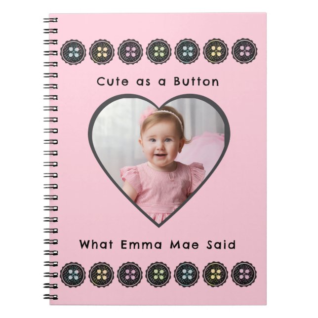 Bouton rose Bébé souvenir Journal (Devant)