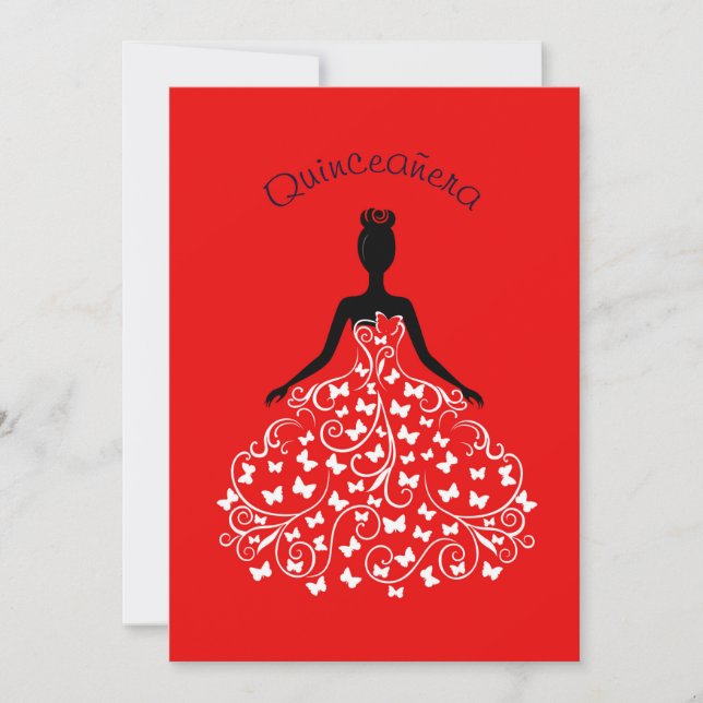 Bouton rouge Quinceanera Ball Invitation (Devant)
