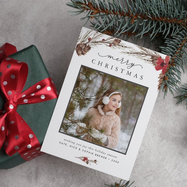 Bouton rustique| Carte photo de vacances (Créateur téléchargé)