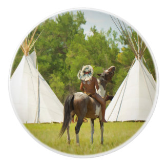 Bouton vintage de tiroir de Natif américain