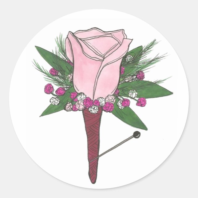 Boutonniere Rose Mariage Sticker de chambre à fleu (Devant)