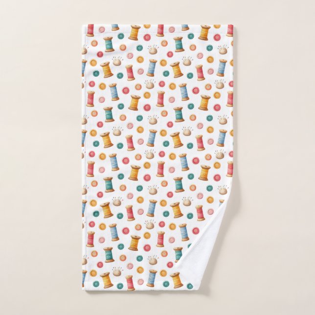 Boutons colorés et motifs de couture (Serviette à main)