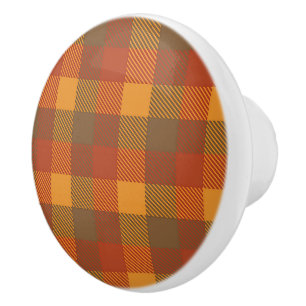 Boutons de céramique ronds imprimés couleur plaid