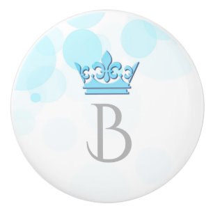 Boutons de lettre personnalisés Blue Crown & Dots 