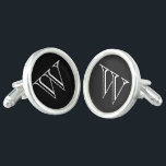 Boutons De Manchette Liaisons de menu Monogramme<br><div class="desc">Liaisons de manchette en argent,  en noir massif,  avec un monogramme blanc initial. Customisez cet article et changez l'original en votre nom ou changez de couleur.</div>