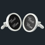 Boutons De Manchette Meilleurs liens de manchette<br><div class="desc">Liaisons de manchette en argent en noir/blanc avec texte Best Man. Customisez cet objet ou achetez tel quel.</div>