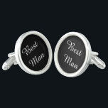 Boutons De Manchette Meilleurs liens de manchette<br><div class="desc">Liaisons de manchette plaquées argent sterling en noir et blanc avec texte Best Man. Customisez cet objet ou achetez tel quel.</div>