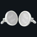 Boutons De Manchette Meilleurs liens de manchette<br><div class="desc">Liaisons de manchette plaquées argent Sterling en gris argenté et blanc avec texte Best Man. Customisez cet objet ou achetez tel quel.</div>