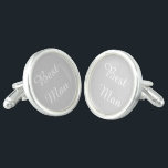 Boutons De Manchette Meilleurs liens de manchette<br><div class="desc">Liaisons de manchette plaquées argent Sterling en gris argenté et blanc avec texte Best Man. Customisez cet objet ou achetez tel quel.</div>