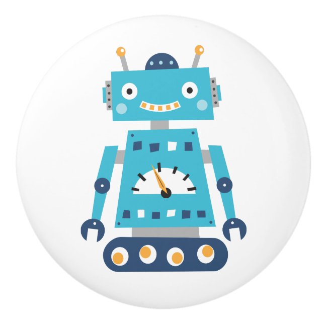 Boutons de porte bleus de robot pour des enfants (Devant)