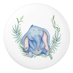 Boutons de tiroir éléphant bébé bleu