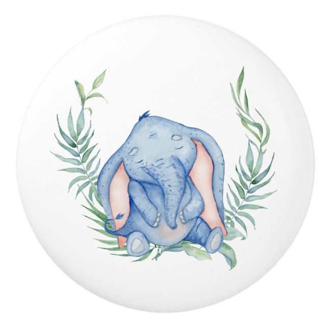 Boutons de tiroir éléphant bébé bleu (Devant)