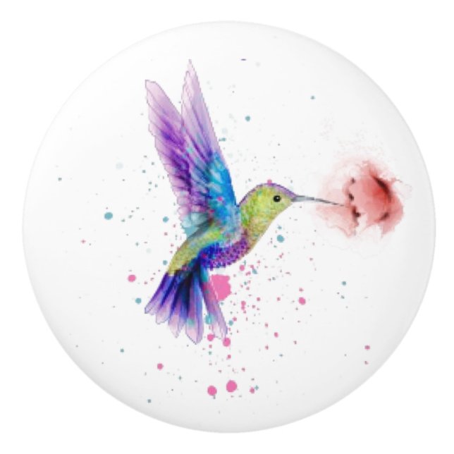 Boutons de tiroir en céramique de colibri (Devant)