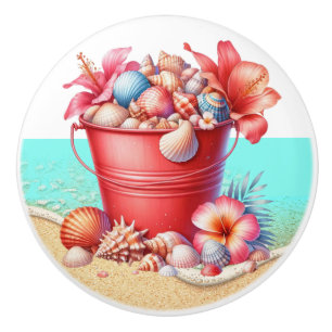 Boutons de tiroirs en coquille de mer de plage - S