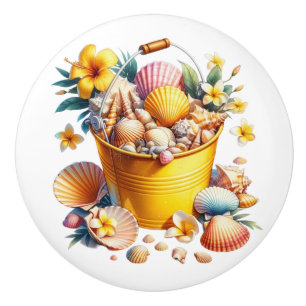 Boutons de tiroirs en coquille de mer de plage - S