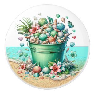 Boutons de tiroirs en coquille de mer de plage - S