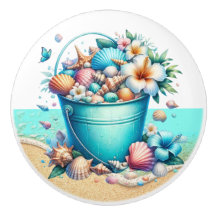 Boutons de tiroirs en coquille de mer de plage - S