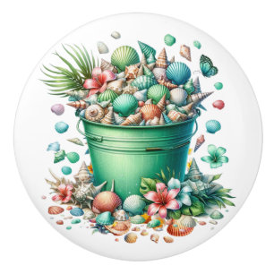 Boutons de tiroirs en coquille de mer de plage - S