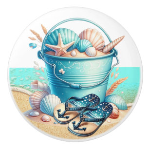 Boutons de tiroirs en coquille de mer de plage - S