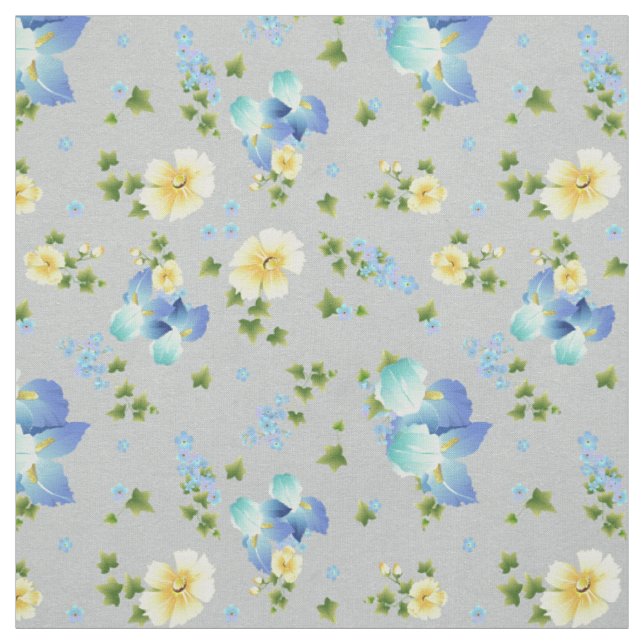Boutons d'or jaunes et tissu d'Iris bleus (Échantillon)