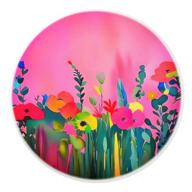 Boutons en céramique floraux décoratifs (Devant)