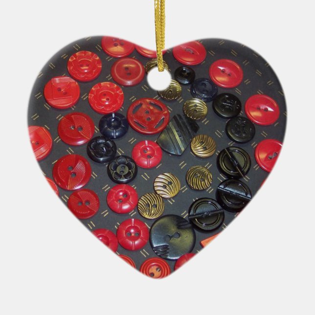 Boutons rouges et noirs vintages, Ornement (Devant)